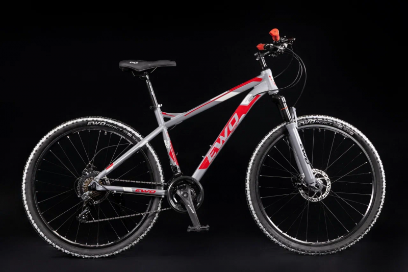 Велосипед скоростной EWO 27.5" 4500 аллюминий 21 ск скрытая проводка GRAY/RED / Серый/красный