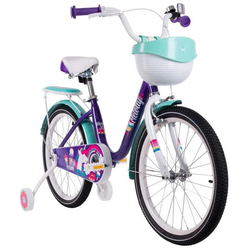 Велосипед детский с доп колесами Tech Team Melody 18" Purple / Фиолетовый