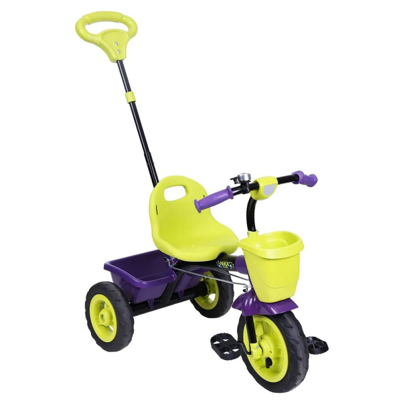 Велосипед детский трехколесный с родительской ручкой ВДН2/6 фиолетовый с лимонным для детей от 1,5 л