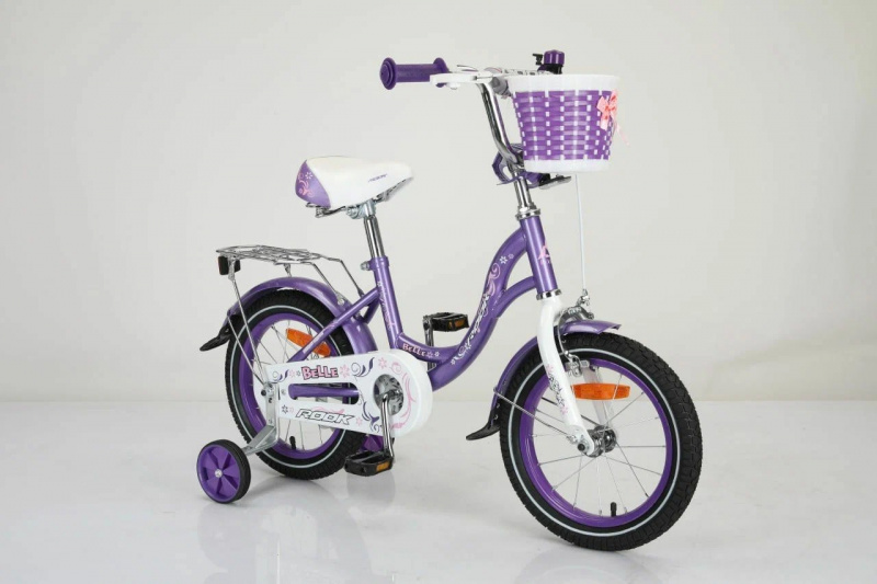 Велосипед детский с доп колесами  14" Rook Belle, сиреневый 