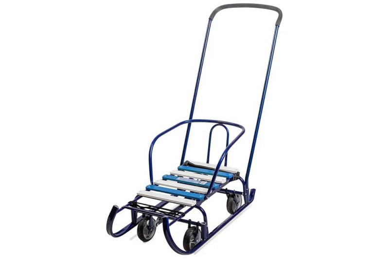Санки Ника Тимка 6 Универсал  цвет - синий с выдвижными колесами