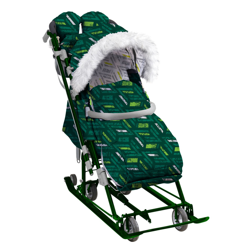 Санки-коляска / Коляска комбинированная "Ника детям 7-8SK" спортивный зеленый