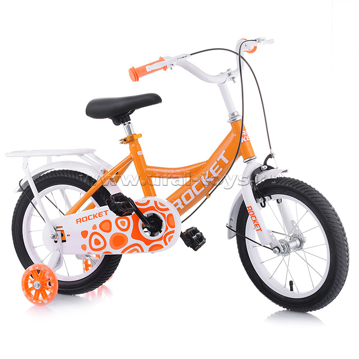 Велосипед детский 2-х колесный 14"ROCKET, цвет белый/оранжевый